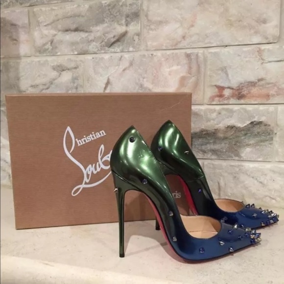 Royal blue/Emerald Green Spike Christian Loubs - Picture 1 of 6